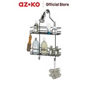AZKO Stora Rak Gantung Kamar Mandi 2 Tingkat Wk830583 - Hitam Shower Wall Shelf Organizer Tempat Sampo Sabun Rak Tembok Serbaguna Aksesoris Kamar Mandi Furniture Indoor Rumah