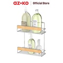 AZKO Stora Rak Dinding Kamar Mandi 2 Tingkat Chrome Shower Wall Shelf Organizer Tempat Sampo Sabun Rak Tembok Serbaguna Aksesoris Kamar Mandi Furniture Indoor Rumah