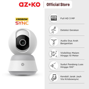 AZKO Krisbow Sync Ip Camera Wifi Pt Speed Z12B 3Mp Smart Cctv Kamera Pengawas Pintar Camera Pengintai Alat Keamanan Rumah Spy Cam