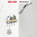AZKO Stora Rak Dinding Kamar Mandi Dengan Pengait Shower Wall Shelf Organizer Tempat Sampo Sabun Rak Tembok Serbaguna Aksesoris Kamar Mandi Furniture Indoor Rumah
