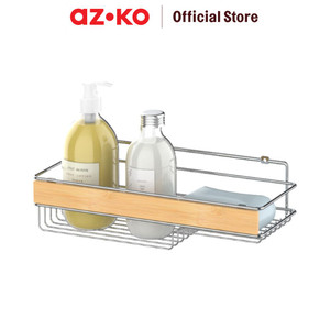 AZKO Stora Rak Dinding Kamar Mandi Dengan Holder Shower Wall Shelf Organizer Tempat Sampo Sabun Rak Tembok Serbaguna Aksesoris Kamar Mandi Furniture Indoor Rumah