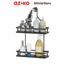 AZKO Stora Rak Gantung Kamar Mandi 2 Tingkat Wk830584 - Hitam Shower Wall Shelf Organizer Tempat Sampo Sabun Rak Tembok Serbaguna Aksesoris Kamar Mandi Furniture Indoor Rumah