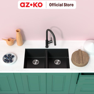 AZKO Acroz Tempat Cuci Piringdoublegranite Wastafel Dapur Kitchen Sink Bak Tempat Cuci Piring Perlengkapan Dapur