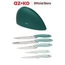 AZKO Kris Set 6 Pcs Pisau Dapur Dengan Block Penyimpanan - Hijau Knife Block Set Multifunctional Cooking Knife Alat Pemotong Serbaguna Piso Tajam Kitchen Tools Peralatan Masak