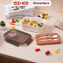 AZKO Ataru 1.2 ltr Kotak Makan Dengan Sendok & Garpu - Cokelat Lunch Box Food Grade Food Box Kotak Bekal Makan Wadah Makanan