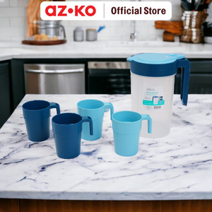 AZKO Delicia Set Murray Teko Minum Plastik Water Jug Pitcher Dengan Tutup Dan Handle Peralatan Minum Wadah Penyimpanan Air - Biru Muda