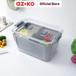 AZKO Kris Gure Wadah Makanan Dengan Saringan Food Container With Colander Kotak Makan Food Grade Serbaguna Tempat Makanan Food Storage Kitchenware - 0.60