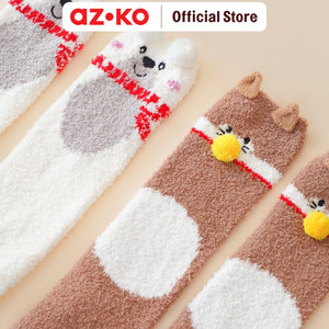 AZKO Ataru Set 2 Pasang Kaos Kaki Anak Motif Kids Socks Kaus Kaki Sneakers Anak Lucu Kid Cute Socks - Bear Cat
