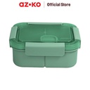 AZKO Ataru 1.3 ltr Kotak Makan 3 Sekat Square - Hijau Lunch Box Food Grade Food Box Kotak Bekal Makan Bpa Free Wadah Makanan
