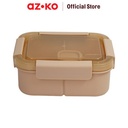 AZKO Ataru 1.3 ltr Kotak Makan 3 Sekat Square - Krem Lunch Box Food Grade Food Box Dengan Clip Kotak Bekal Makan Bpa Free Wadah Makanan
