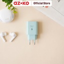 AZKO Ataru Kepala Charger Dual Usb A & C 30 watt - Hijau Muda Head Charger Kepala Casan Colokan Adapter Casan Perlengkapan Elektronik Gadget Accessories