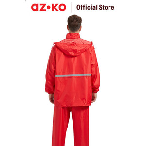 AZKO Otto Klasse Jas Hujan Pvc Dengan Reflector Raincoat Mantel Hujan Pvc Baju Pelindung Ujan Ponco Perlengkapan Berkendara - Merah, XXL