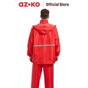 AZKO Otto Klasse Jas Hujan Pvc Dengan Reflector Raincoat Mantel Hujan Pvc Baju Pelindung Ujan Ponco Perlengkapan Berkendara - Merah, XXL