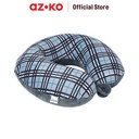 AZKO Otto Klase Bantal Leher Memory Foam Soft Fleece Checked - Biru Neck Cushion Travel Bantal Mobil U-Neck Car Pillow Sandaran Leher