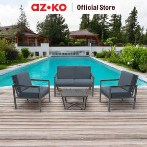 AZKO Soleil Set Kursi & Meja Teras - Abu-Abu Tua Balcony Table Chair Furniture Outdoor Serbaguna Furnitur Rumah Tempat Duduk Kursi Halaman