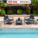AZKO Soleil Set Kursi & Meja Teras - Abu-Abu Balcony Table Chair Furniture Outdoor Serbaguna Furnitur Rumah Tempat Duduk Kursi Halaman