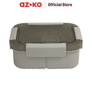 AZKO Ataru 1.3 ltr Kotak Makan 3 Sekat Square - Abu-Abu Detergen Box Wadah Simpan Bubuk Deterjen Cair Sabun Cuci Perlengkapan Laundry