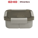 AZKO Ataru 1.3 ltr Kotak Makan 3 Sekat Square - Abu-Abu Detergen Box Wadah Simpan Bubuk Deterjen Cair Sabun Cuci Perlengkapan Laundry