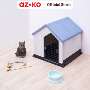 AZKO Paws N Tail 62X62X60 cm Rumah Hewan Dengan Pintu - Biru Pet Cage Tempat Tinggal Anabul Cat House Perlengkapan Hewan Peliharaan