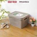 AZKO Stora Dots Keranjang Penyimpanan Dengan Tutup Handle Storage Basket Kotak Penyimpanan Serbaguna Bin Organizer Tempat Simpan Barang - Cokelat, 5