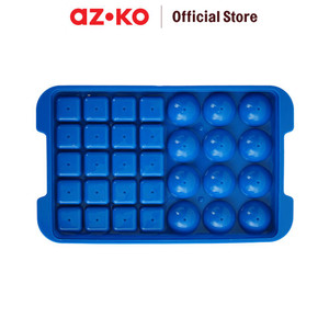 AZKO Kris Cetakan Es Batu Mix Cubes & Balls Dengan Wadah Ice Cube Tray Pencetak Es Food Grade 32 Slot Perlengkapan Masak - 18 cubes