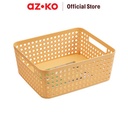 AZKO Stora Keranjang Penyimpanan Plastik Rattan Handle Storage Basket Kotak Penyimpanan Serbaguna Bin Organizer Tempat Simpan Barang - Cokelat, M
