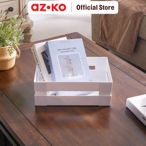 AZKO Stora Keranjang Penyimpanan Modular Handle Storage Basket Kotak Penyimpanan Serbaguna Bin Organizer Tempat Simpan Barang - Cokelat, M