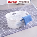 AZKO Stora 58X37.5X26.5 cm Keranjang Laundry Oval Tempat Baju Pakaian Kotor Wadah Cucian Laundry Basket Perlengkapan Rumah Tangga - Putih