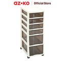 AZKO Stora Rak Troli Putih Tempat Penyimpanan Multifungsi Dengan Roda Storage Trolley Wheels Rack Perlengkapan Rumah Tangga - 6 Tingkat