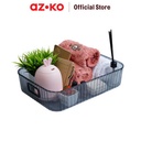 AZKO Stora Kotak Penyimpanan Clear Basket Pet Kotak Serbaguna Plastik Wadah Simpan Storage Box Dengan Handle Boks Organizer - Abu-abu, S