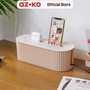 AZKO Stora Kotak Organizer Kabel Cable Storage Box Organizer Tempat Stop Kontak Kotak Kabel Listrik Charger Dengan Tutup - Cokelat