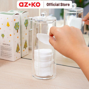 AZKO Stora Tempat Penyimpanan Kapas Round Cotton Jar Wadah Tempat Simpan Kapas Aksesoris Kamar Mandi Perlengkapan Kecantikan Dan Rumah Tangga