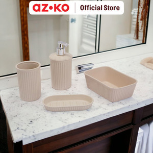 AZKO Tatay Set 4 Pcs Baobab Ecohome Perlengkapan Kamar Mandi Liquid Soap Shampoo Dispenser Botol Sabun Sampo Serbaguna Set Aksesoris Kamar Mandi Perlengkapan Rumah Tangga Tempat Sabun Batang