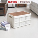 AZKO Stora 52X36.5X28.5 cm Kotak Penyimpanan Lipat Dengan Tutup Kayu Container Box Kotak Serbaguna Plastik Wadah Simpan Storage Box Boks Organizer