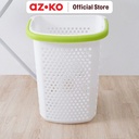 AZKO Stora 60 ltr Keranjang Laundry Dengan Roda - Putih/Hijau Tempat Baju Pakaian Kotor Wadah Cucian Laundry Basket Perlengkapan Rumah Tangga