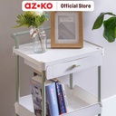 AZKO Stora Rak Troli 3 Tingkat Dengan Laci - Hijau/Putih Tempat Penyimpanan Multifungsi Dengan Roda Perlengkapan Rumah Tangga Storage Trolley Wheels Rack