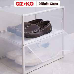 AZKO Stora Set 2 Pcs Kotak Sepatu Side Open - Putih Shoe Box Storage Container Sepatu Wadah Penyimpanan Alas Kaki