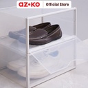 AZKO Stora Set 2 Pcs Kotak Sepatu Side Open - Putih Shoe Box Storage Container Sepatu Wadah Penyimpanan Alas Kaki