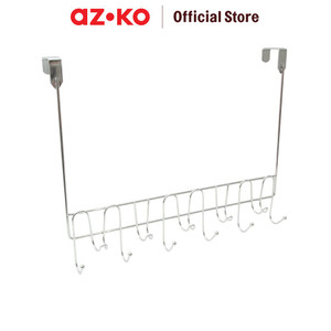 AZKO Stora 44.8X34.5X5 cm Gantungan Dinding 6 Kait - Silver Pengait Multifungsi Tembok Clothes Hook Tempat Gantung Pakaian Barang Serbaguna