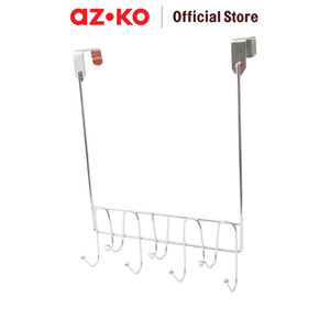 AZKO Stora 27.5X34.5X5 cm Gantungan Pintu 4 Kait Chrome - Silver Pengait Multifungsi Pintu Clothes Hook Tempat Gantung Pakaian Barang Serbaguna