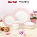 AZKO Delicia Set 16 Pcs Geome Perlengkapan Makan Porcelain Dinner Set Plate Aesthetic Eating Utensils Peralatan Makan Set Piring Gelas Mangkok