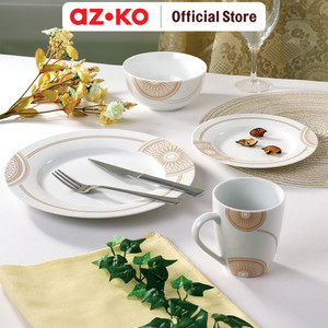 AZKO Delicia Set 16 Pcs Egypt Perlengkapan Makan Premium Dinner Set Plate Aesthetic Eating Utensils Peralatan Makan Set Piring Gelas Mangkok