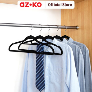 AZKO Stora Set 24 Pcs Hanger Plastik Velvet - Hitam Henger Gantungan Baju Serbaguna Suit Hook Perlengkapan Rumah Tangga