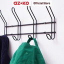 AZKO Stora 33X15.5X5.5 cm Gantungan Dinding 4 Kait - Hitam Pengait Multifungsi Tembok Clothes Hook Tempat Gantung Pakaian Barang Serbaguna