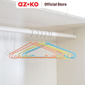 AZKO Stora 40 cm Set 6 Pcs Hanger Pvc Coating - Orang/Hijau Henger Gantungan Baju Serbaguna Shirt Hook Perlengkapan Rumah Tangga