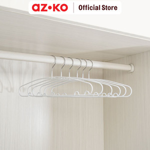 AZKO Stora 40 cm Set 6 Pcs Hanger Pvc Coating - Putih Henger Gantungan Baju Serbaguna Shirt Hook Perlengkapan Rumah Tangga
