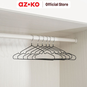 AZKO Stora 40 cm Set 6 Pcs Hanger Pvc Coating - Hitam Henger Gantungan Baju Serbaguna Shirt Hook Perlengkapan Rumah Tangga