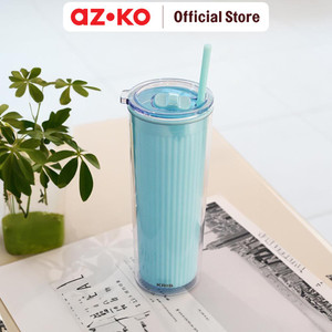 AZKO Kris Tweezy Tumbler Dengan Sedotan Botol Minuman Tempat Air Minum Dengan Sedotan Water Bottle Food Grade Perlengkapan Minum - Biru