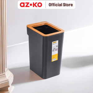 AZKO Krisbow Tempat Sampah Dengan Bambu Ring Tong Sampah Plastik Wadah Pembuangan Alat Kebersihan Indoor Trash Bin - Hitam, 7