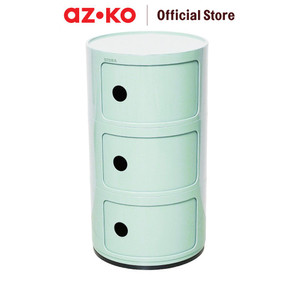 AZKO Stora Laci Penyimpanan Dengan Pintu Geser Round Multipurpose Drawer Tempat Organizer Laci Penyimpanan Alat Tulis Wadah Simpan Serbaguna - Pink, 2 Tingkat